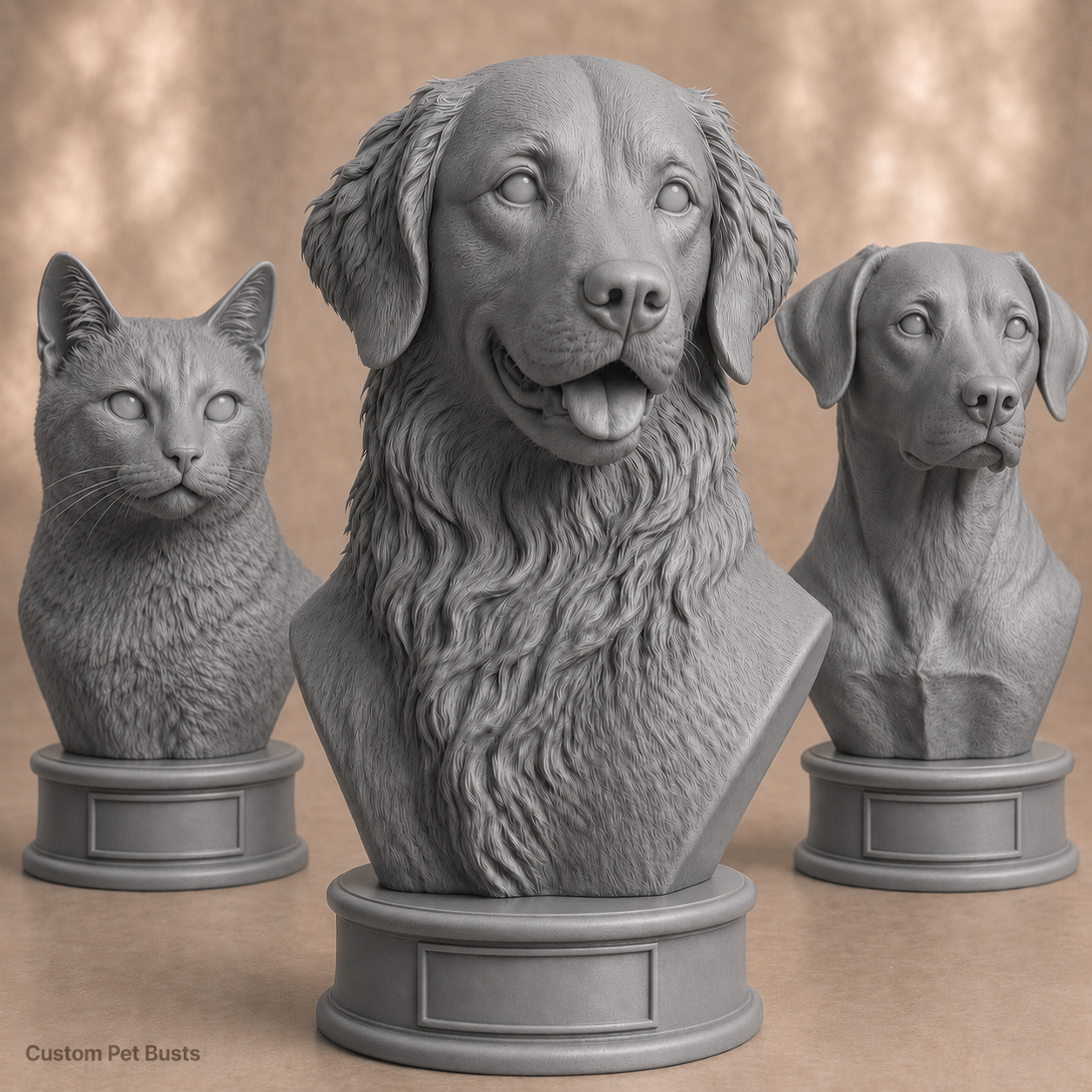 Custom 3D Printed Pet Bust From Photo