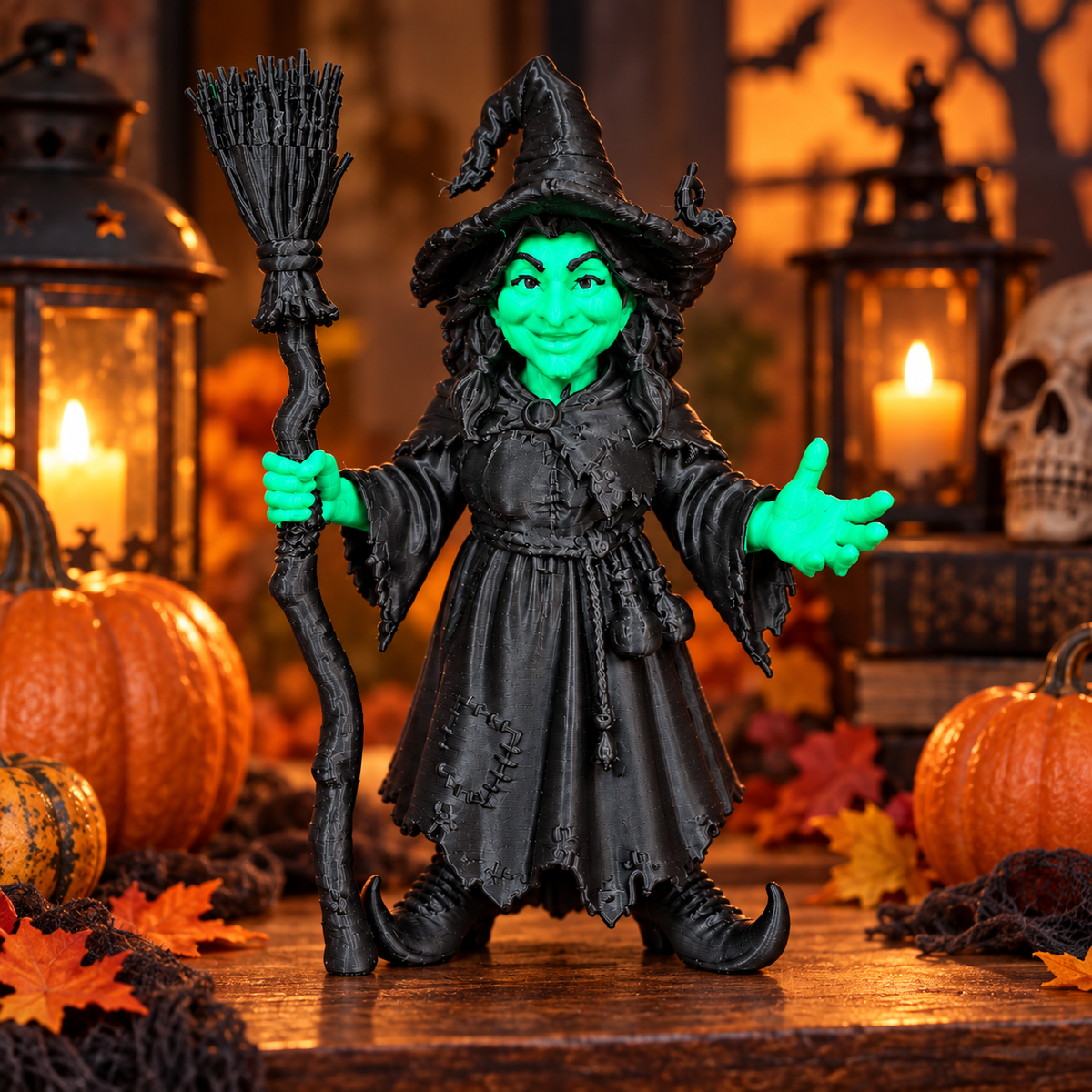 6-Inch Green Witch Halloween Figurine