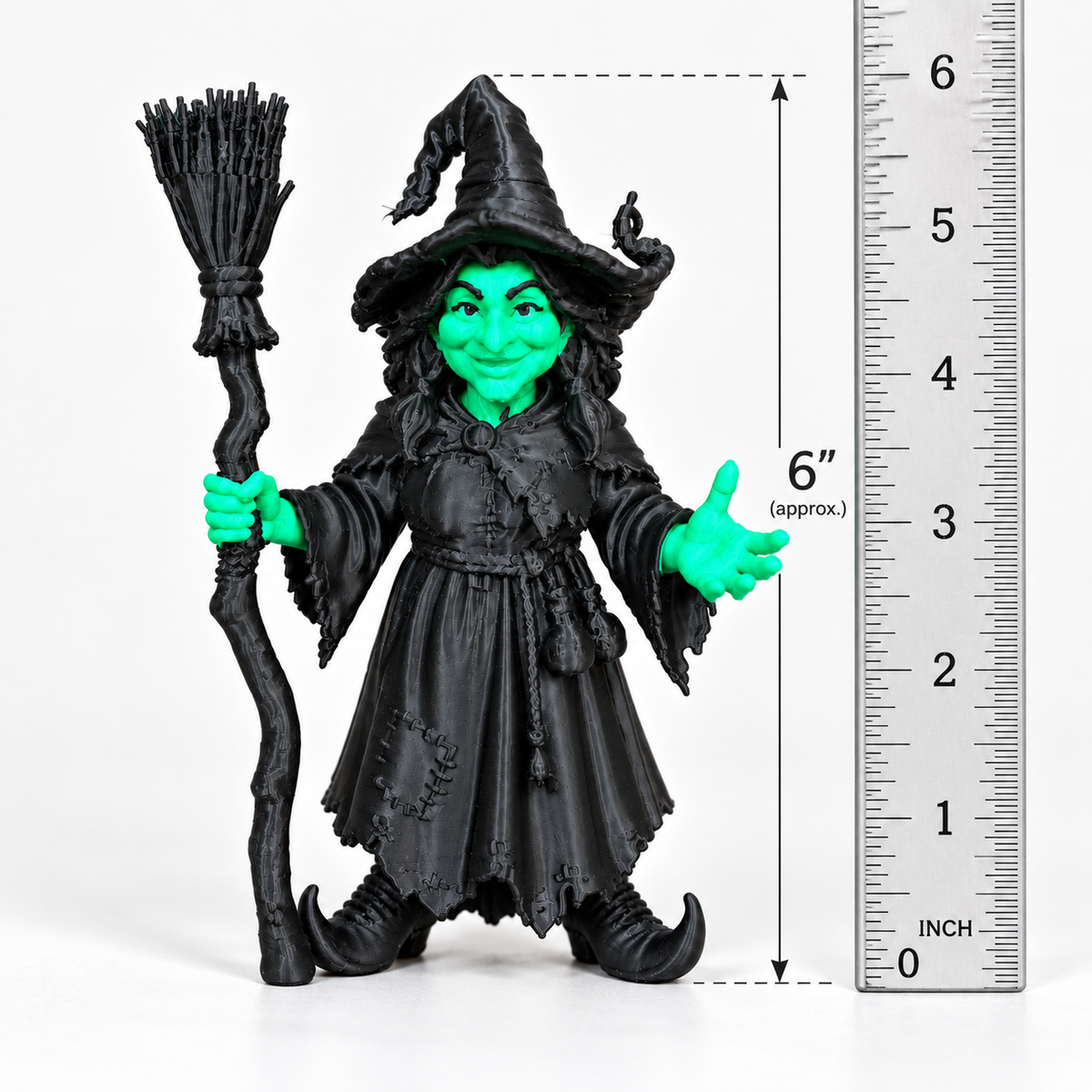 6-Inch Green Witch Halloween Figurine