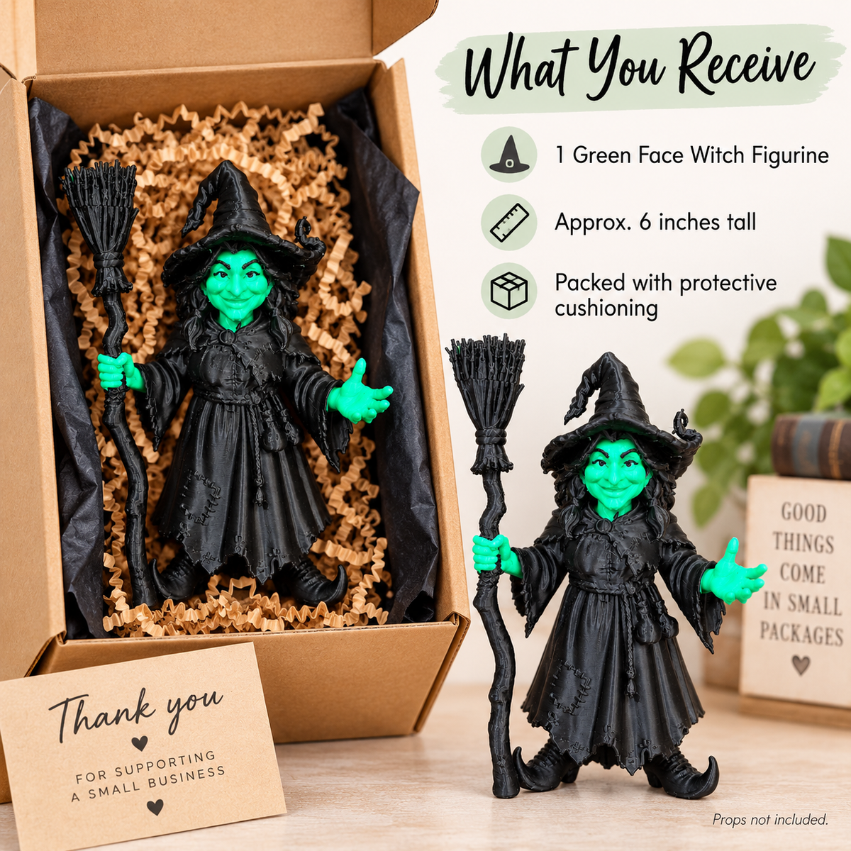 6-Inch Green Witch Halloween Figurine
