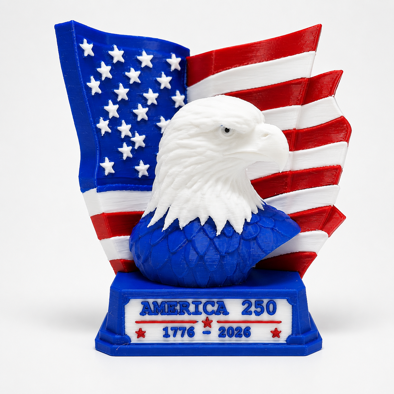 America 250 Eagle Flag Statue | 1776–2026 Patriotic 3D Printed Decor
