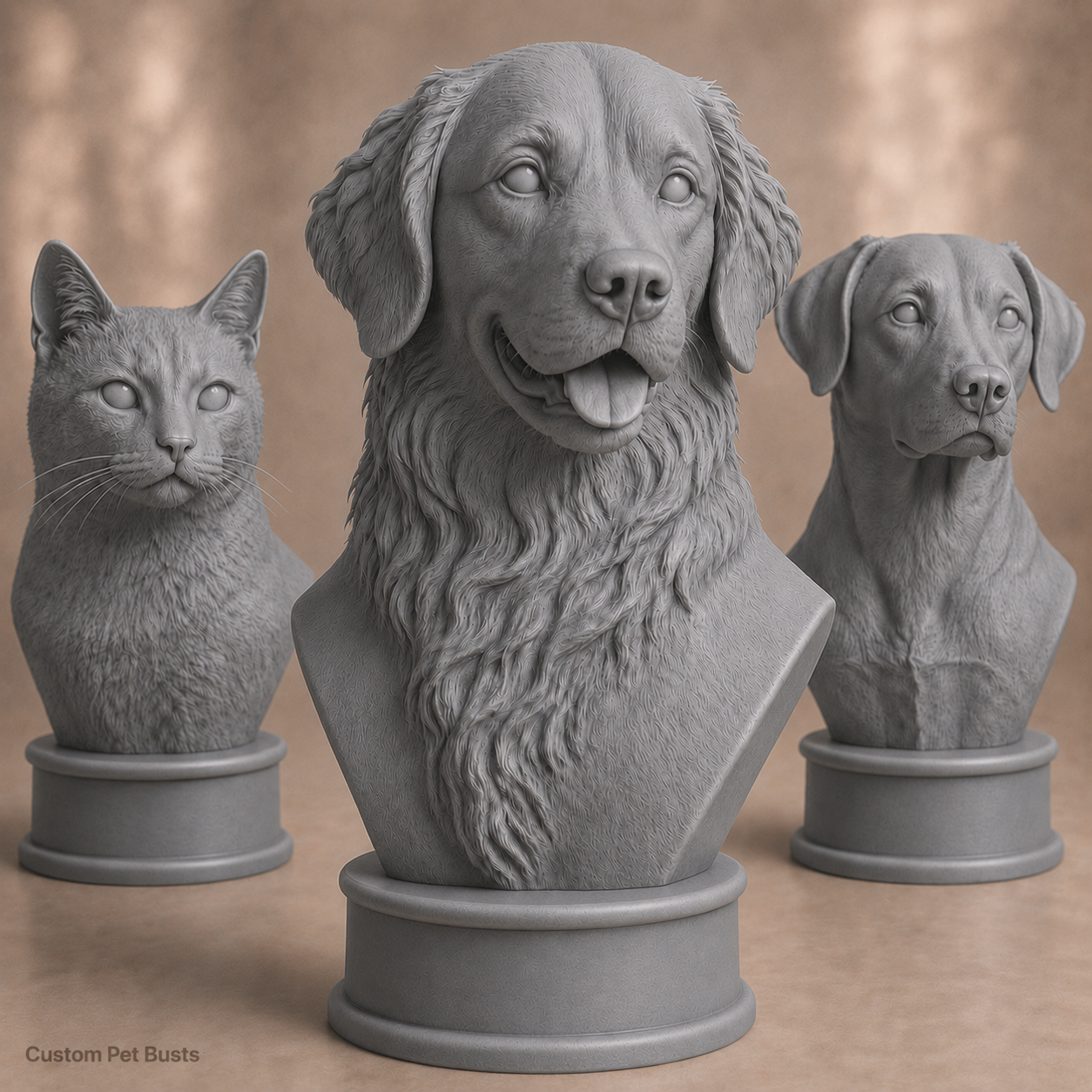 Custom 3D Printed Pet Bust From Photo